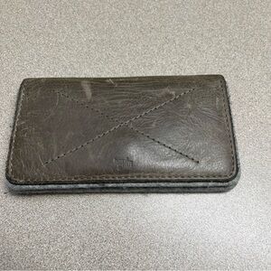 HARDGRAFT Bifold Card Wallet Gray Leather Snap Closure Slim